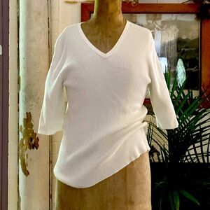 Premise brand short sleeved ribbed ivory sweater